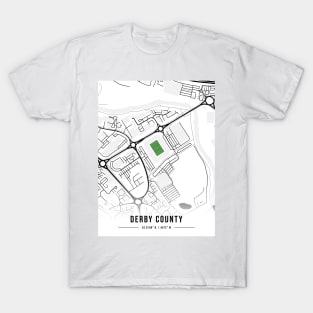 Derby County Stadium Map Desigh (White) T-Shirt